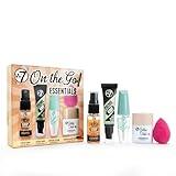 W7 On the Go Essentials Gift Set - Mini Makeup Must-Haves with Primer, Setting Spray, Mascara, Golden Glow Bronzing Drops & Beauty Sponge - Travel or Handbag Size Essentials