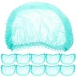 SOLUSTRE 100pcs Disposable Hair Nets Non-woven Mesh Caps for Food Service Comfortable Hair Coverings Green Protective Hairnet for Dust and Loss