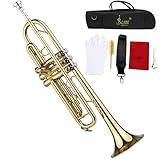 summina Trumpet Bb B Flat Brass Trompetas Instrumento with Mouthpiece Gloves for Standard Student Beginner and Teacher