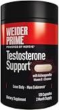 Weider Prime Testosterone Support - Men's Nutrition - Enriched with Vitamins & Minerals - with Ashwagandha, Chromax Chromium, Bioperine & Zinc - Gluten Free - 120 Capsules