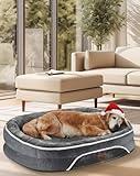 OhGeni Orthopedic Dog Bed for Large Dogs, Dog Couch Design with Egg Foam Support, Removable, Machine Washable Plush Cover and Non-Slip Bottom with Four Sided Bolster Cushion (Gray)