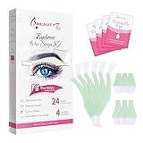 Beauty7 Facial Wax Strips Kit for Hair Removal - Eyebrow Wax Strips at Home - 24 Strip, 4 Calming Oil Wipes for Sensitive All Skin Types for Women
