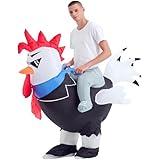 Decalare Inflatable Costume For Adults,Ride On Chicken Costume, Halloween Costumes For Men/Women,Funny Blow up Costumes (Suit Rooster)