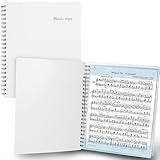 MECCALINE Sheet Music Folder (1 Pack, Ivory) – 40 Sleeves Display 80 Pages Spiral Binder Organizer for Music Stand – Fits Letter Size 8.5 x 11 Inch – Direct Page Writing with Detachable Name Tag