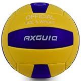 AXGUIQ Volleyball Thickened Surface Leather Soft Touch for Outdoor Indoor Beach Volleyball Waterproof Pool Water Play Game Gym Training Kids Youth Adults Volleyball Balls(Official Size 5)