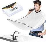 Beard Bib Beard Apron, Beard Hair Catcher for Men Shaving & Trimming Non-Stick Waterproof Beard Cape Grooming Cloth with 3 Suction Cups & A Box Birthday Gifts for Christmas Men Him Boyfriend(White)