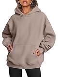 Trendy Queen Womens Oversized Hoodies Fleece Sweatshirts Long Sleeve Sweaters Pullover Fall Outfits Winter Clothes Coffee Grey L