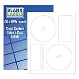 Blank Labels CD/DVD Labels - Memorex Full Face Compatible, Small Center Style - Permanent White Matte - Inkjet and Laser Guaranteed - Easy to Peel - Made in USA- 25 Sheets - 50 Disc Labels