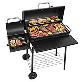 Realcook Charcoal Grills with Offest Smokers: Spacious Barrel Charcoal BBQ Grill | Barbecue Smoker Grill Combo for Outdoor Backyard Patio Camping Picnic and Party