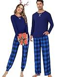 Elsameel Christmas Pajamas Set Holiday Loungewear Soft Buffalo Plaid Pajama Pants Festival Party For Couple & Family Pj Sets