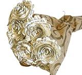Always In Blossom Scallop Classic Book Page Rose Bouquet - 1.5 Inch Paper Flowers On Stems - One Dozen - Literary Theme Graduation Party Table Centerpiece