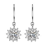 JZANHGAS shop today show deals Sterling Silver Dangle Drop Earrings for Women Cubic Zirconia Small Round Square Halo Drop Earring Jewelry for Wedding Bridal prime sale days 2024 deals