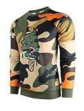 SCREENSHOT-F11076 Mens Urban Hip Hop Fleece Pullover Top - I-Screen Cone Cartoon Animatin Camo Crew Neck Streetwear Sweatshirt-Olive-Medium