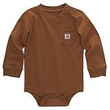 Carhartt Long-Sleeve Pocket Bodysuit, Carhartt Brown, 9 Months