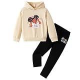 Kid Toddler Girls Clothes Cartoon Pattern Printed Sweatshirt Hoodie Sports Pants 2PC Girl Fall Winter Clothing Set(4-5T)