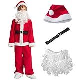 IKALI Christmas Santa Suit Red Santa Claus Costume Holiday Party Dress-up Outfit for Boys Kids Toddlers Children 3-4T