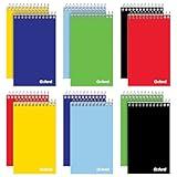 Oxford Spiral Memo Pads, Top Wire Bound, 3 x 5 Inch Pocket Notepad, College Ruled, 6 Assorted Primary Colors, 75 Sheets, 12 Pack (25092)