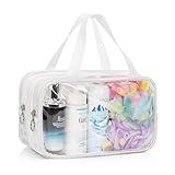 CUBETASTIC Clear Toiletry Bags for Traveling 2 Compartments Dry/Wet Separation Shower Bag with Mesh Draining Section, Portable Clear Makeup Bag & Travel Bags for Toiletries - Unisex