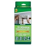 Duck Brand Winter Window Insulation Kit – Window Seal Rolled Shrink Film Covers Up to 15 3’ x 5’ Windows – Window Tape Included – Easy Indoor Installation - Clear - 15-Pack (288069)