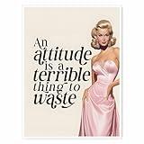 Attitude Quote Wall Art Retro Glam Woman Posters for Bedroom Office Vanity Decor Funny Empowerment Print for Trendy Girls Room Dressing Area Vintage Style Aesthetic 11x14in Unframed