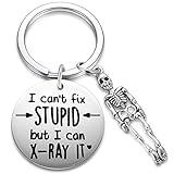 Ukodnus I Can't Fix Stupid But I Can X-Ray It Keychain, Funny Graduation Gifts for Radiology Radiologist X-Ray Technician Graduate, Christmas Gift For Nurse, Funny Imaging Present