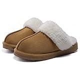 Litfun Women's Fuzzy Memory Foam Slippers Fluffy Winter House Shoes Indoor and Outdoor, Chestnut 9-10