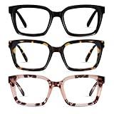 XVXV Reading Glasses for Women Men - Blue Light Blocking Readers Oversize Oprah Square Anti Glare/Eyestrain Spring Hinge(3 Pack*C1, 2.5)