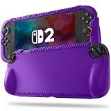 FINTIE Silicone Case Compatible with Nintendo Switch 2 (2025) - Soft [Anti-Slip] [Shock Proof] Protective Cover with Game Card Slots & Ergonomic Grip Design, Drop Protection Grip Case (Purple)