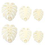 Ipotkitt 6 Pcs 3 Styles Wooden Monstera Leaf Cutouts Blank Leaf Shaped Hanging Ornaments Spring Wood Plant Macrame for DIY Craft Making Home Wall Wreath Decor