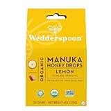 Wedderspoon Organic Manuka Honey Drops, Lemon & Bee Propolis, 20 Count (Pack of 1) | Genuine New Zealand Honey | Perfect Remedy For Dry Throats