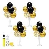 ZJDHPTY Black Gold Party Decorations Balloon Stand Centerpiece Table Decorations for Birthday Graduation Wedding Retirement Anniversary Father's Day Halloween New Years 2025 (Black gold set4)