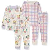 Burt's Bees Baby Baby Girls' Pajamas, Tee and Pant 2-Piece Pj Set, 100% Organic Cotton, Swiss Chalet 2pk