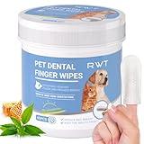 RWT Dog Dental Care Wipes, Cat & Dog Teeth Cleaning Wipes Reduces Plaque and Tartar, Freshens Breath, Disposable Finger Dental Wipes - 60 Count