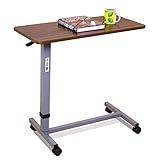 Essential Medical Supply Height Adjustable Automatic Overbed Table - Woodgrain Top with Locking Wheels, Perfect for Hospital and Home Use - Table for Easy Access and Convenience for Adults and Seniors