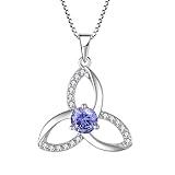 Blaniy Celtic Knot Necklace for Women 925 Sterling Silver December Birthstone Necklace Tanzanite Pendant Jewelry Gifts for Women