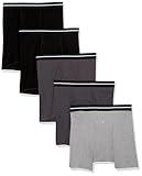 Amazon Essentials Men's Underwear Boxer Briefs, Comfortable Cotton, Tag-Free, Pack of 5, Black/Charcoal/Grey Heather, X-Large