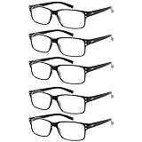 NORPERWIS Reading Glasses 5 Pairs Quality Readers Spring Hinge Glasses for Reading for Men and Women (5 Pack Black, 2.00)