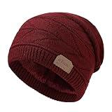 JEUROT Winter Beanie Hats for Men Women Fall Winter Men's Hats Unisex Warm Knit Skullies Beanies Soft Ski Caps Cuffed Beanie Hats Unisex Thermal Cold Weather Cuffed Caps Fisherman Beanies Wine