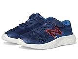 New Balance 520 V8 Bungee Lace Running Shoe, Nb Navy/Neo Flame, 1 US Unisex Little Kid