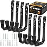GURADESIGN 8-Pack Heavy Duty Garage Hook for Hanging 50 lbs, J Utility Hooks for Garage, Metal Wall Hooks Heavy Duty, Garage Hook for Hanging, Black