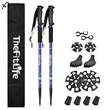 TheFitLife Nordic Walking Mountaineering Anti Shock Hiking Trekking Walking Trail Poles, 2-Pack, Folding Collapsible Alpenstocks, Ultralight for Travel Mountaineering (Blue)
