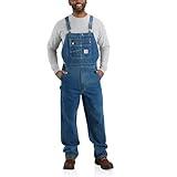 Carhartt Men's Loose Fit Denim Bib Overall, Darkstone, 40 x 30