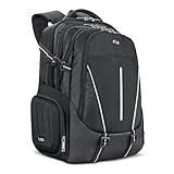 Solo New York Laptop Backpack for Women & Men - Bookbag for Travel & Work, Lightweight Carry On Bag, 3 Full Sized Compartments, Padded Straps, Fits 17.3" Computer - Rival, Black