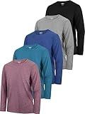 HXP 5 Pack Boys Long Sleeve Shirts Youth Dry Fit Shirts Boys' Activewear Athletic Performance T-Shirts Clothes 6-18 Years