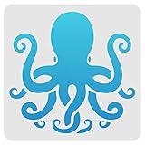 FINGERINSPIRE Octopus Drawing Painting Stencils Templates 11.8x11.8 inch Plastic Stencils Decoration Square Reusable Ocean Theme Stencils for Painting on Wood, Floor, Wall and Fabric