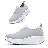 Oude Grey Platform Shoes for Women Slip On | Women's Fashion Sneakers | Chunky Loafers Daily Basis | Thick Rocker Bottom Size 7