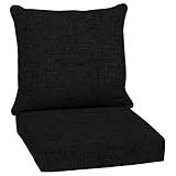 Arden Selections Outdoor Deep Seat Set, 24 x 24, Rain-Proof, Fade Resistant, Deep Seat Bottom and Back Cushion 24 x 24, Black Leala