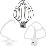 3 Pieces Stand Mixers Repair Set for Kitchen Tilt-Head Stand Mixers K45DH Dough Hook K45B Coated Flat Blade Paddle K45WW Wire Whip Compatible with kitchen aid Mixers Accessories by AMI PARTS