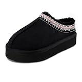 Jessica Simpson Girls 1 Inch Platform Memory Foam Slide-On Clog Slipper-Indoor/Outdoor Sole, Black