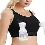 Momcozy Hands Free Pumping Bra, Adjustable Breast-Pumps Holding and Nursing Bra, Suitable for Breastfeeding-Pumps by Lansinoh, Philips Avent, Spectra, Evenflo and More(Black, Medium)